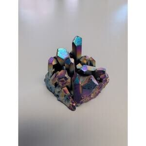 Rockcloud Natural Titanium Coated Rainbow Crystal Quartz Cluster Geode Druzy‎